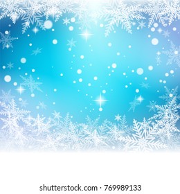 Christmas snowflakes on colorful background. Vector illustration.