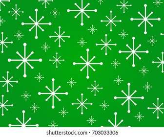 Christmas Snowflakes on Green Background