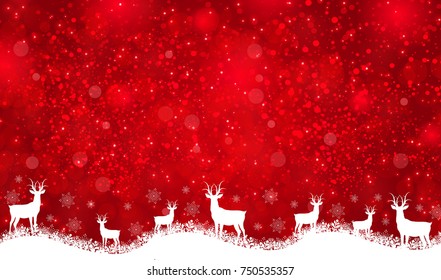 Christmas with snowflakes on a red background.