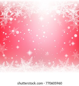 Christmas snowflakes on red background. Vector illustration.