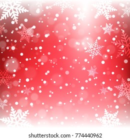 Christmas snowflakes on red background. Vector illustration.