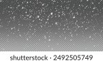 Christmas snowflakes on a transparent background. Snow flakes, snow background. Heavy snowfall, snowflakes in different shapes and forms.