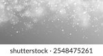 Christmas snowflakes on a transparent background. Winter background, Christmas snowflakes  Heavy snowfall, snowflakes in different shapes and forms. Snowstorm, 3D vector illustration.