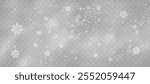 Christmas snowflakes on a transparent background. Snow flakes, snow background. Heavy snowfall, snowflakes in different shapes and forms.