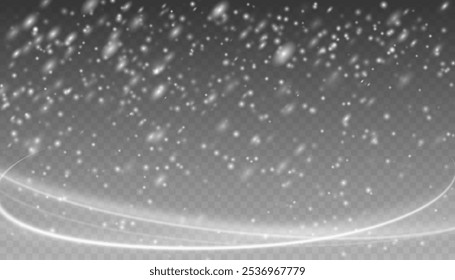 Christmas snowflakes on a transparent background. Snow flakes, snow background. Snow flakes, snow background. heavy snowfall, snowflakes in different shapes and forms.