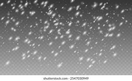 Flocos de neve de Natal em um fundo transparente. Flocos de neve, fundo de neve. Flocos de neve, fundo de neve. queda de neve pesada, flocos de neve em diferentes formas e formas.