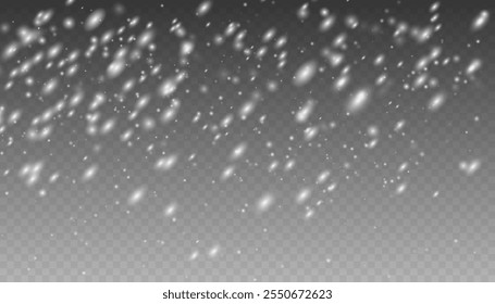 Flocos de neve de Natal em um fundo transparente. Flocos de neve, fundo de neve. Flocos de neve, fundo de neve. queda de neve pesada, flocos de neve em diferentes formas e formas.