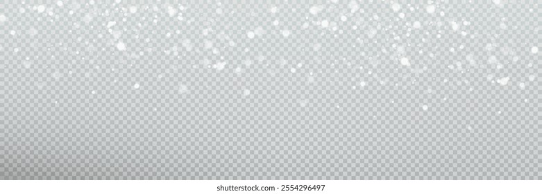 Christmas snowflakes on a transparent background. Snow flakes, snow background. Heavy snowfall, snowflakes in different shapes and forms.