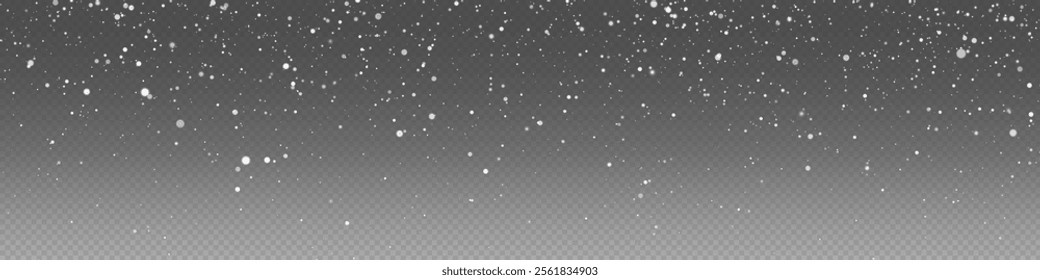 Christmas snowflakes on a transparent background. Snow flakes, snow background. Heavy snowfall, snowflakes in different shapes and forms.