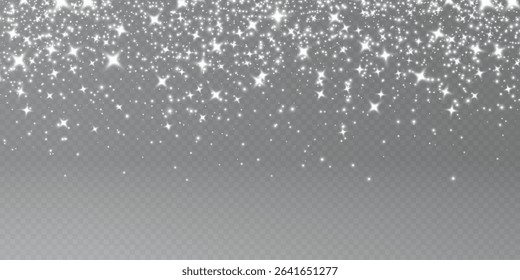 Christmas snowflakes on a transparent background. Snow flakes, snow background. Heavy snowfall, snowflakes in different shapes and forms.