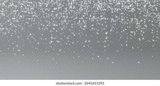 Christmas snowflakes on a transparent background. Snow flakes, snow background. Heavy snowfall, snowflakes in different shapes and forms.