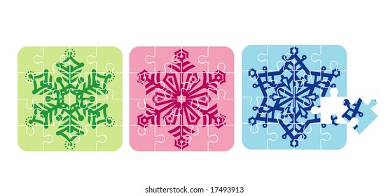 Christmas snowflakes / puzzle / vector illustration