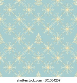 Christmas snowflakes seamless background.