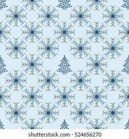 Christmas snowflakes seamless background.