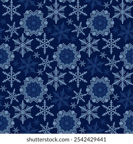 Natal flocos de neve Plano de fundo padrão sem costura. Coleção arte gráfica para o seu design Feliz Natal e Feliz Ano Novo.
