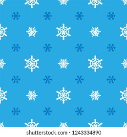 Christmas snowflakes seamless pattern with geometric tiled grid and beautiful snow ornament for winter holidays packaging