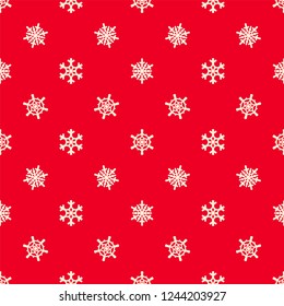 Christmas snowflakes seamless pattern with geometric tiled grid and beautiful snow ornament for winter holidays packaging