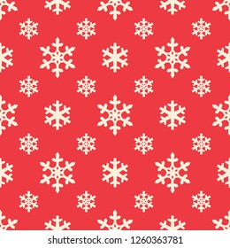 Christmas snowflakes seamless pattern with geometric tiled grid and beautiful snow ornament for winter holidays packaging