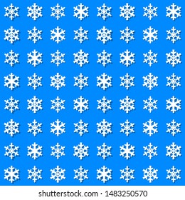 Christmas snowflakes seamless pattern with geometric tiled grid and beautiful snow ornament for winter holidays packaging