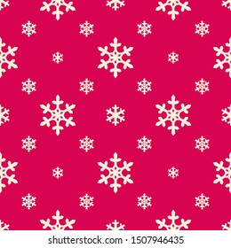 Christmas snowflakes seamless pattern with geometric tiled grid and beautiful snow ornament for winter holidays packaging