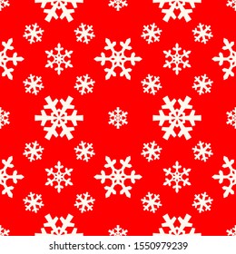 Christmas snowflakes seamless pattern with geometric tiled grid and beautiful snow ornament for winter holidays packaging