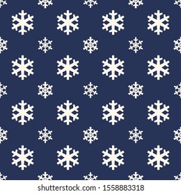 Christmas snowflakes seamless pattern with geometric tiled grid and beautiful snow ornament for winter holidays packaging