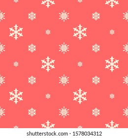 Christmas snowflakes seamless pattern with geometric tiled grid and beautiful snow ornament for winter holidays packaging