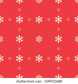 Christmas snowflakes seamless pattern with geometric tiled grid and beautiful snow ornament for winter holidays packaging