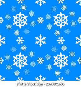 Christmas snowflakes seamless pattern with geometric tiled grid and beautiful snow ornament for winter holidays packaging