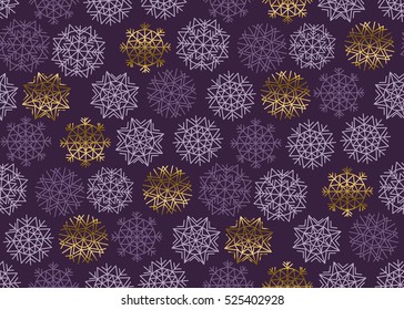 Christmas snowflakes seamless pattern. New Year festive geometric pattern swatch vector illustration. repeatable geometry modern motif. flake of snow motif. snowflake background.