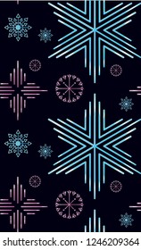 Christmas snowflakes seamless pattern on dark background