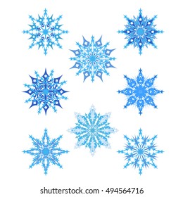Christmas snowflakes set on a light background