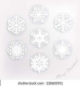 Christmas snowflakes. a set of seven vector element.