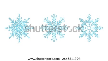 Christmas Snowflakes set, winter snow icon, thin line icon of snowflakes