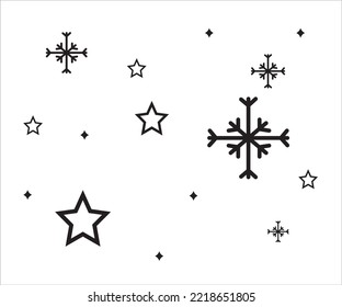 Christmas snowflakes and stars icon. Christmas time. Symbol or logo for projects