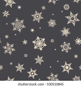 Christmas Snowflakes. Traditional Christmas Seamless Pattern Snowflakes. Editable Illustration for New Year Decoration. EPS 10 vector file includeda