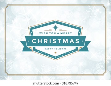 Christmas snowflakes and typography label design vector background. Greeting card or invitation and holidays wishes. 