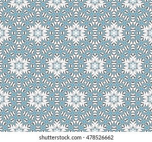 Christmas snowflakes. Vector seamless illustration. Blue, black. For the design, printing