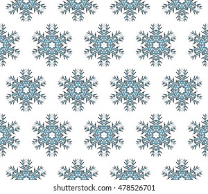 Christmas snowflakes. Vector seamless illustration. Blue, black. For the design, printing