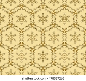 Christmas snowflakes. Vector seamless illustration. Golden color. For the design, printing