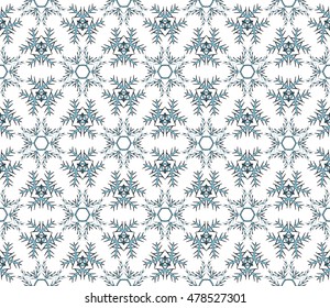 Christmas snowflakes. Vector seamless illustration. Blue, black. For the design, printing