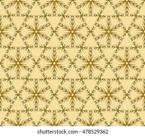 Christmas snowflakes. Vector seamless illustration. Golden color. For the design, printing