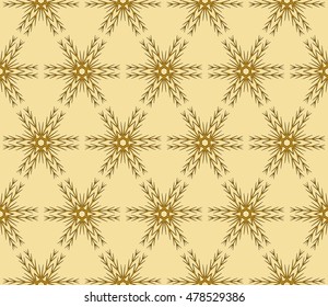 Christmas snowflakes. Vector seamless illustration. Golden color. For the design, printing