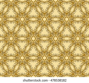 Christmas snowflakes. Vector seamless illustration. Golden color. For the design, printing