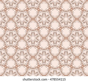 Christmas snowflakes. Vector seamless illustration. Beige, pastel color. For the design, printing