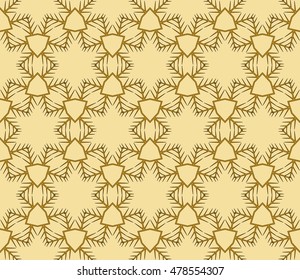 Christmas snowflakes. Vector seamless illustration. Golden color. For the design, printing