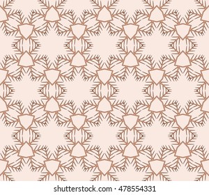 Christmas snowflakes. Vector seamless illustration. Beige, pastel color. For the design, printing