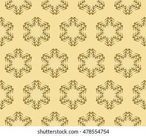 Christmas snowflakes. Vector seamless illustration. Golden color. For the design, printing