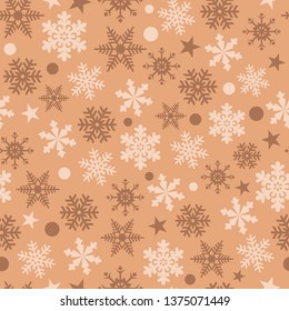 Christmas snowflakes vector seamless pattern background. Perfect use for wallpaper, gift-wrap, fabric, scrap-booking and on many more surfaces on x-mas holidays.
