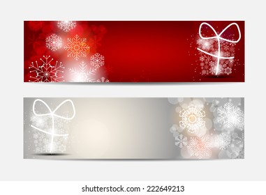Christmas Snowflakes Website Banner and Card Background Vector Illustration EPS10
